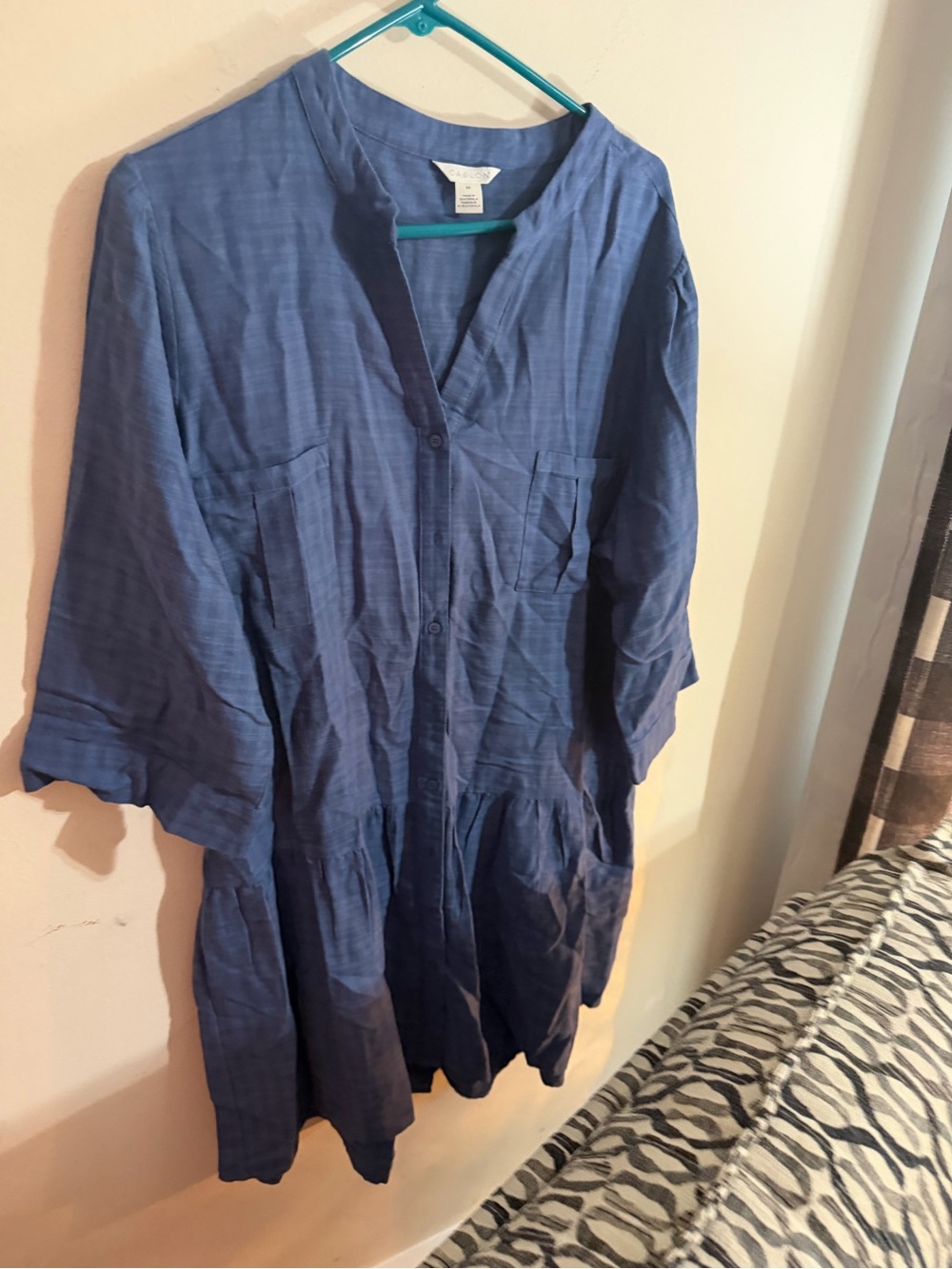 Caslon Size 2x Denim Blue Midi Women's Dress
